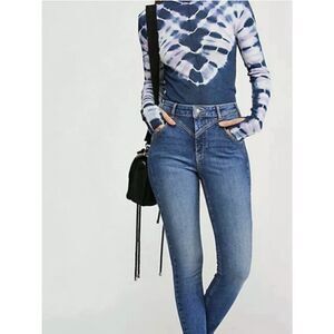 We The Free Medium Blue Ankle Jeans Daybreak Boho Seam sexy